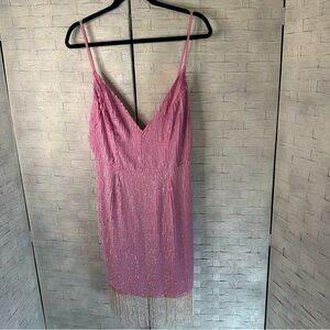 ASOS pink sequin beaded spaghetti strap dress. Fridge beaded dress